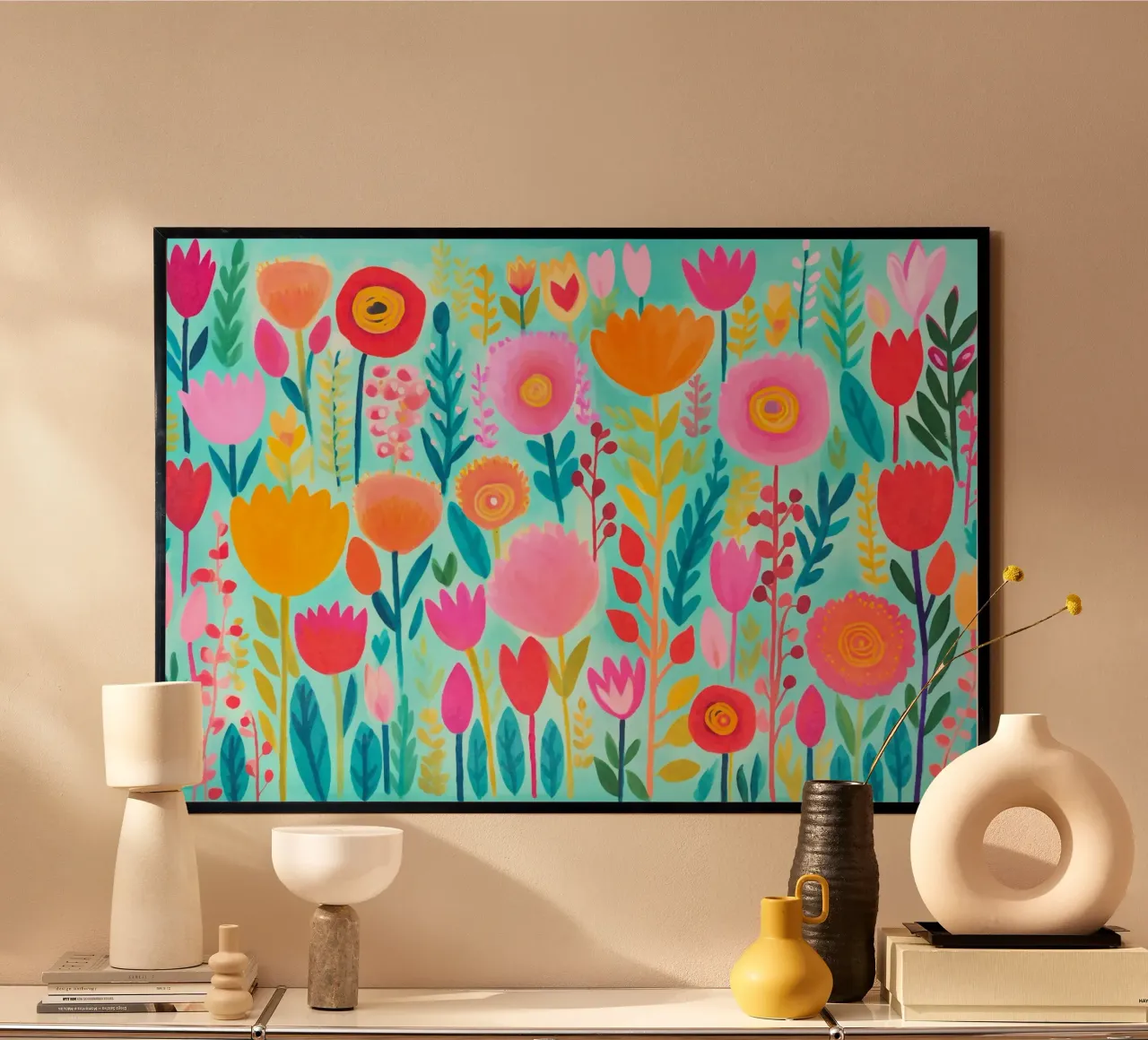 Fiori di campo stravaganti Vibrazioni estive felici poster con telaio in plastica da Andrea Haase Modern Home