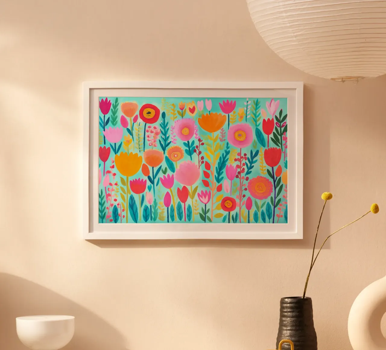 Fiori di campo stravaganti Vibrazioni estive felici poster con telaio in plastica da Andrea Haase Modern Home