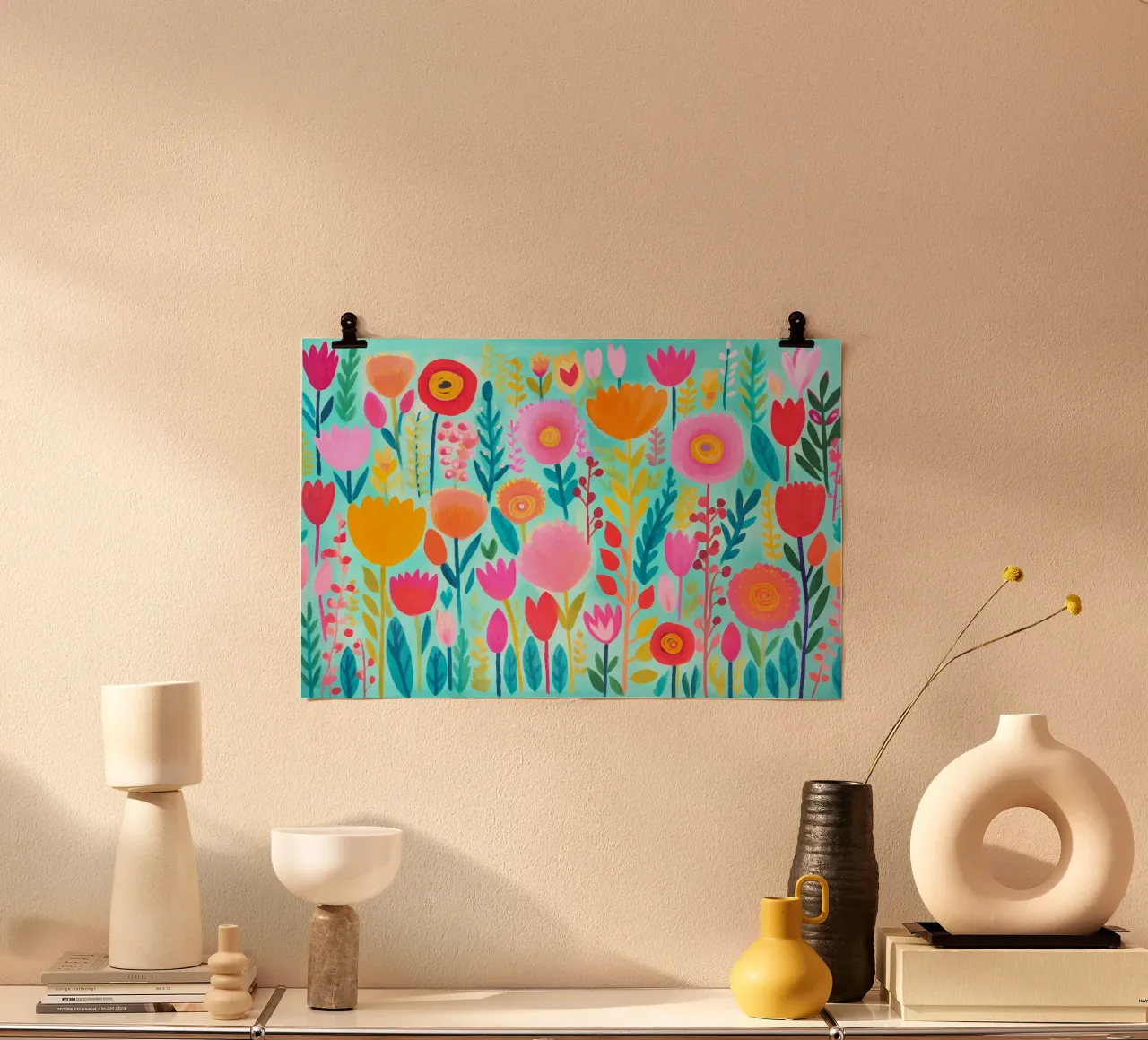 Fiori di campo stravaganti Vibrazioni estive felici poster con telaio in plastica da Andrea Haase Modern Home