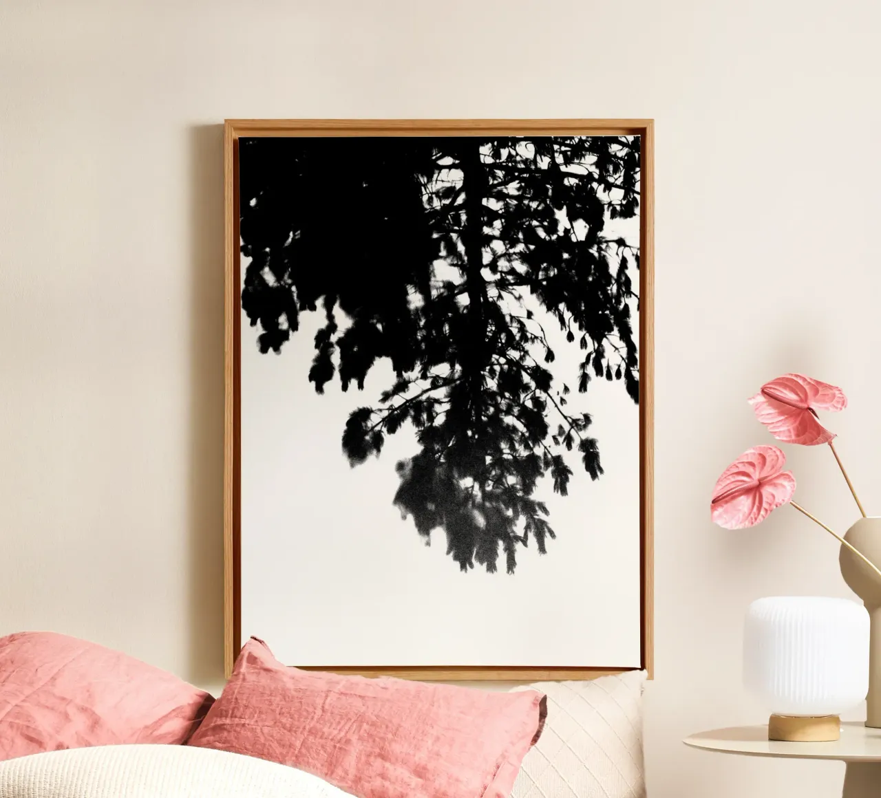 Baumwipfel schwarz-weiß tela con Cornice a cassetta da Kreativernetzt