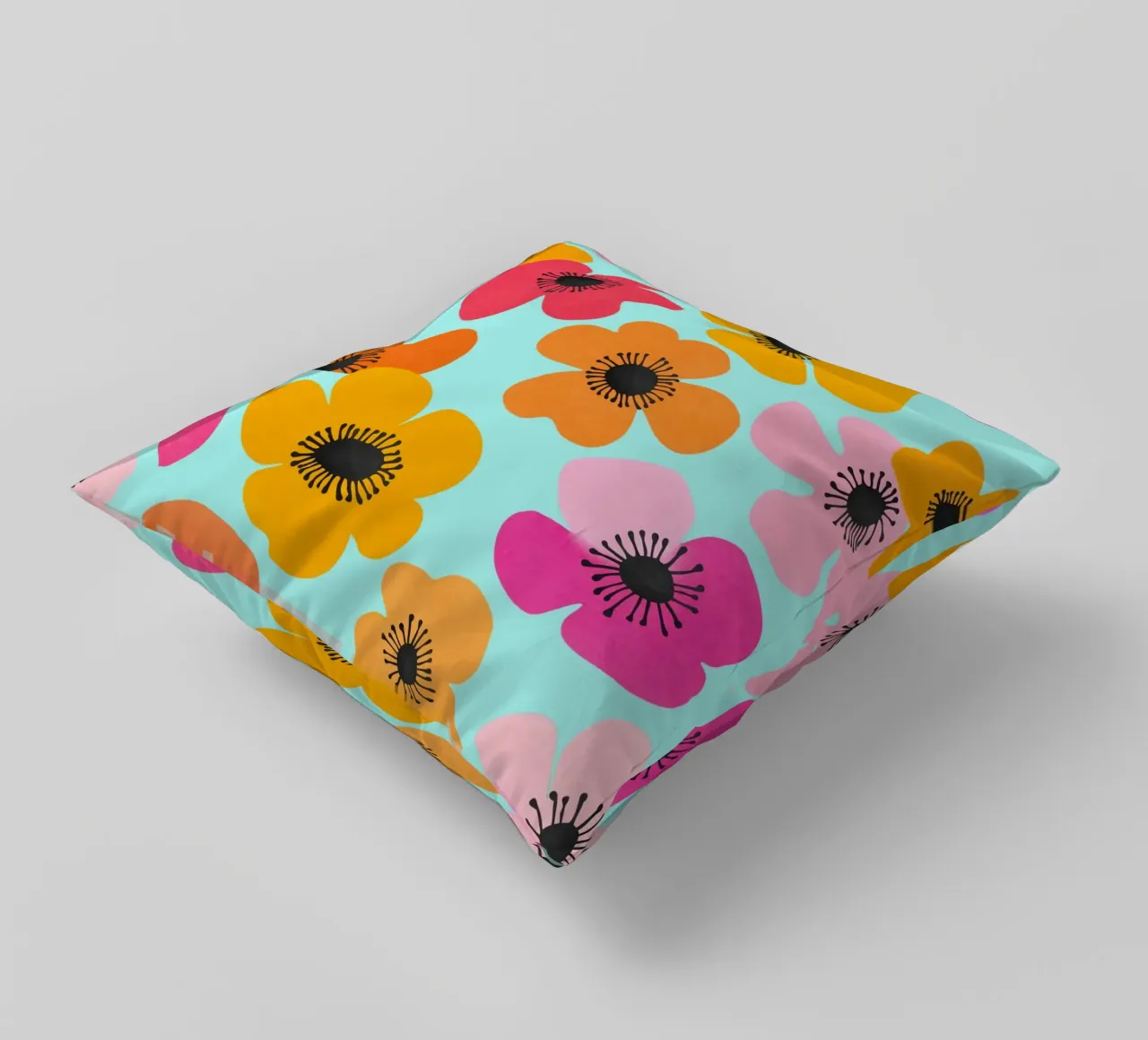 Midcentury Playful Botanica Bold Multicolor Retro Flowers Tu cuscino da Andrea Haase Modern Home