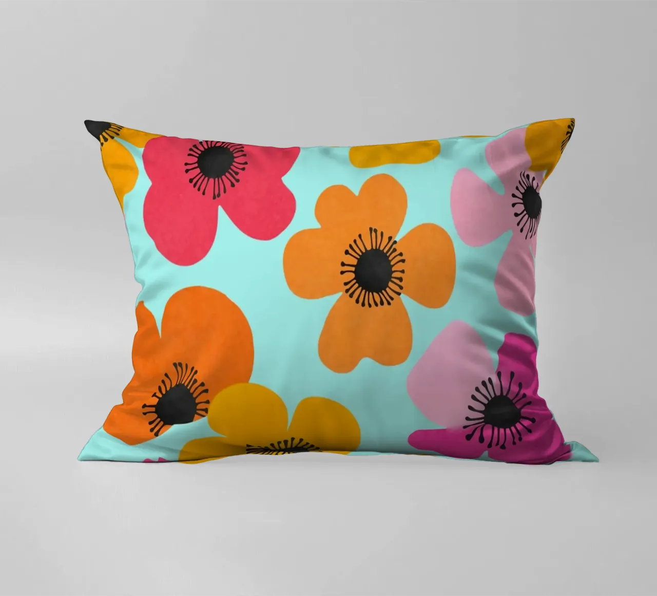 Midcentury Playful Botanica Bold Multicolor Retro Flowers Tu cuscino da Andrea Haase Modern Home
