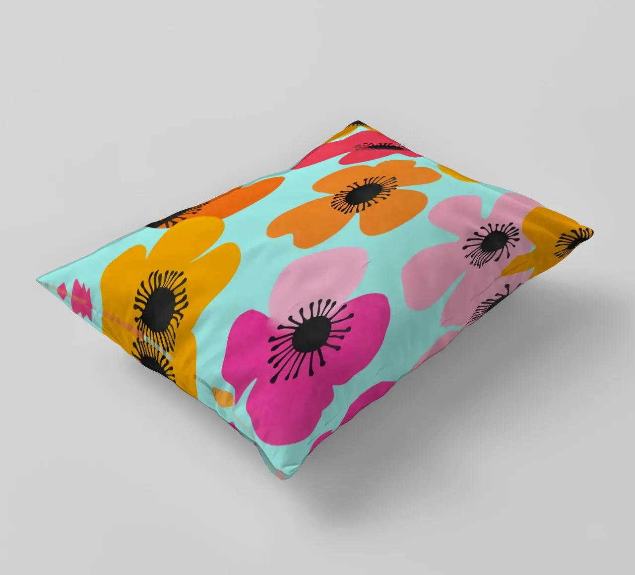 Midcentury Playful Botanica Bold Multicolor Retro Flowers Tu cuscino da Andrea Haase Modern Home