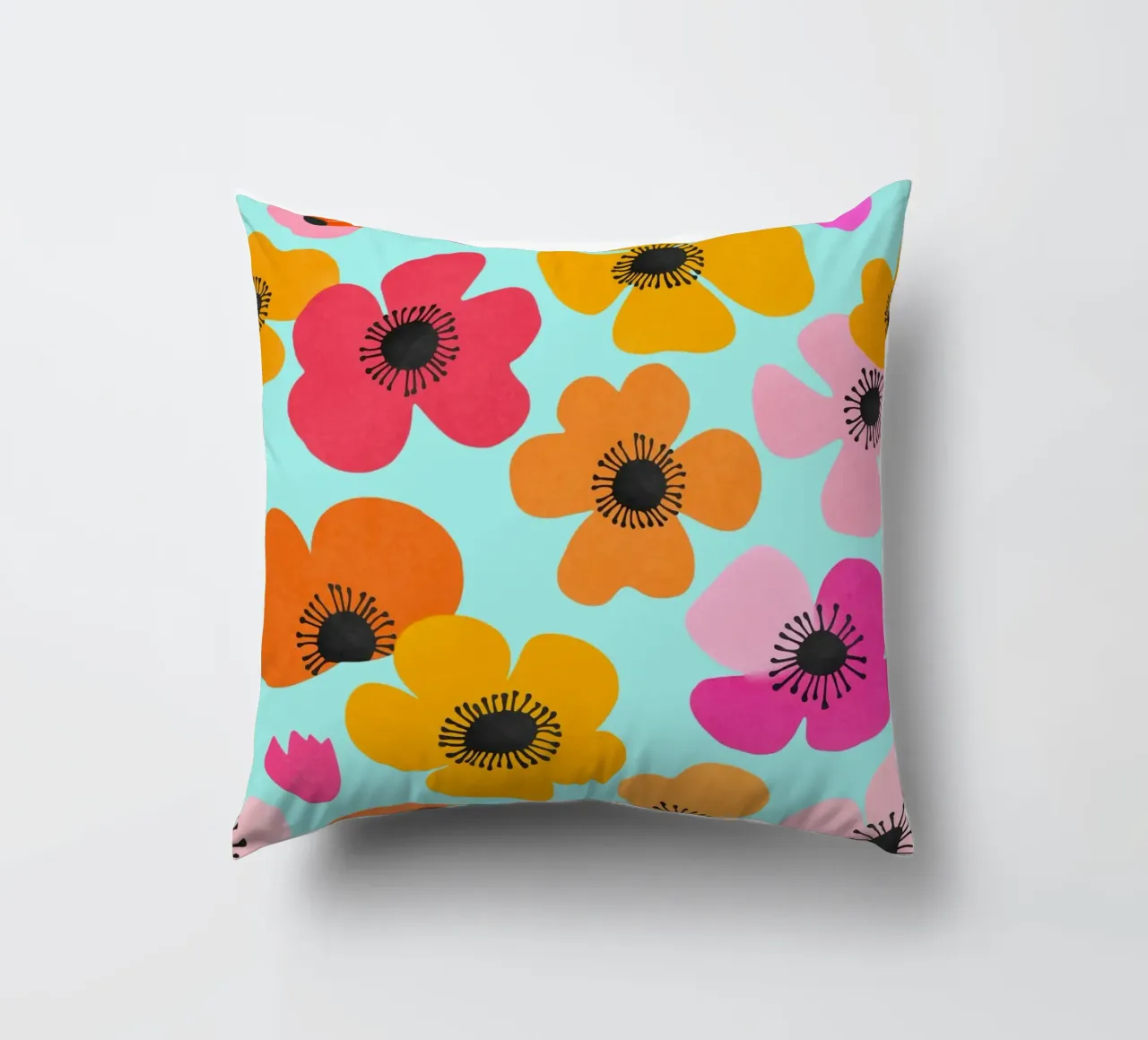 Midcentury Playful Botanica Bold Multicolor Retro Flowers Tu cuscino da Andrea Haase Modern Home