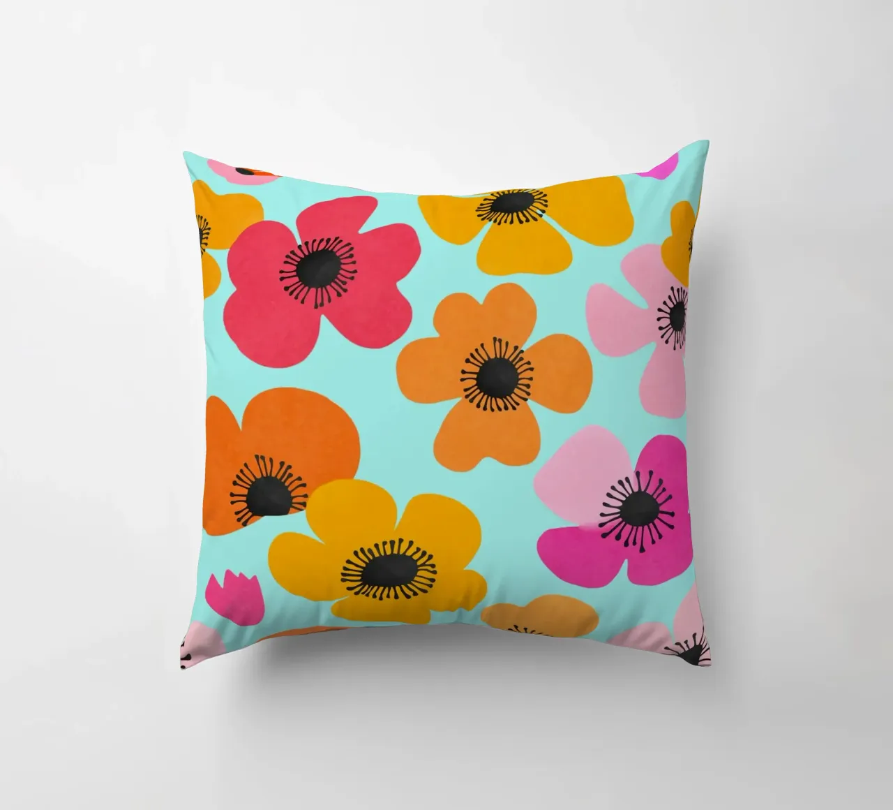 Midcentury Playful Botanica Bold Multicolor Retro Flowers Tu cuscino da Andrea Haase Modern Home