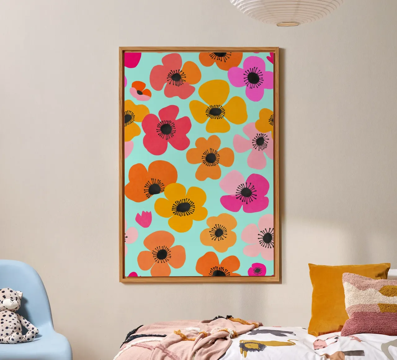 Midcentury Playful Botanica Bold Multicolor Retro Flowers Tu alluminio dibond da Andrea Haase Modern Home