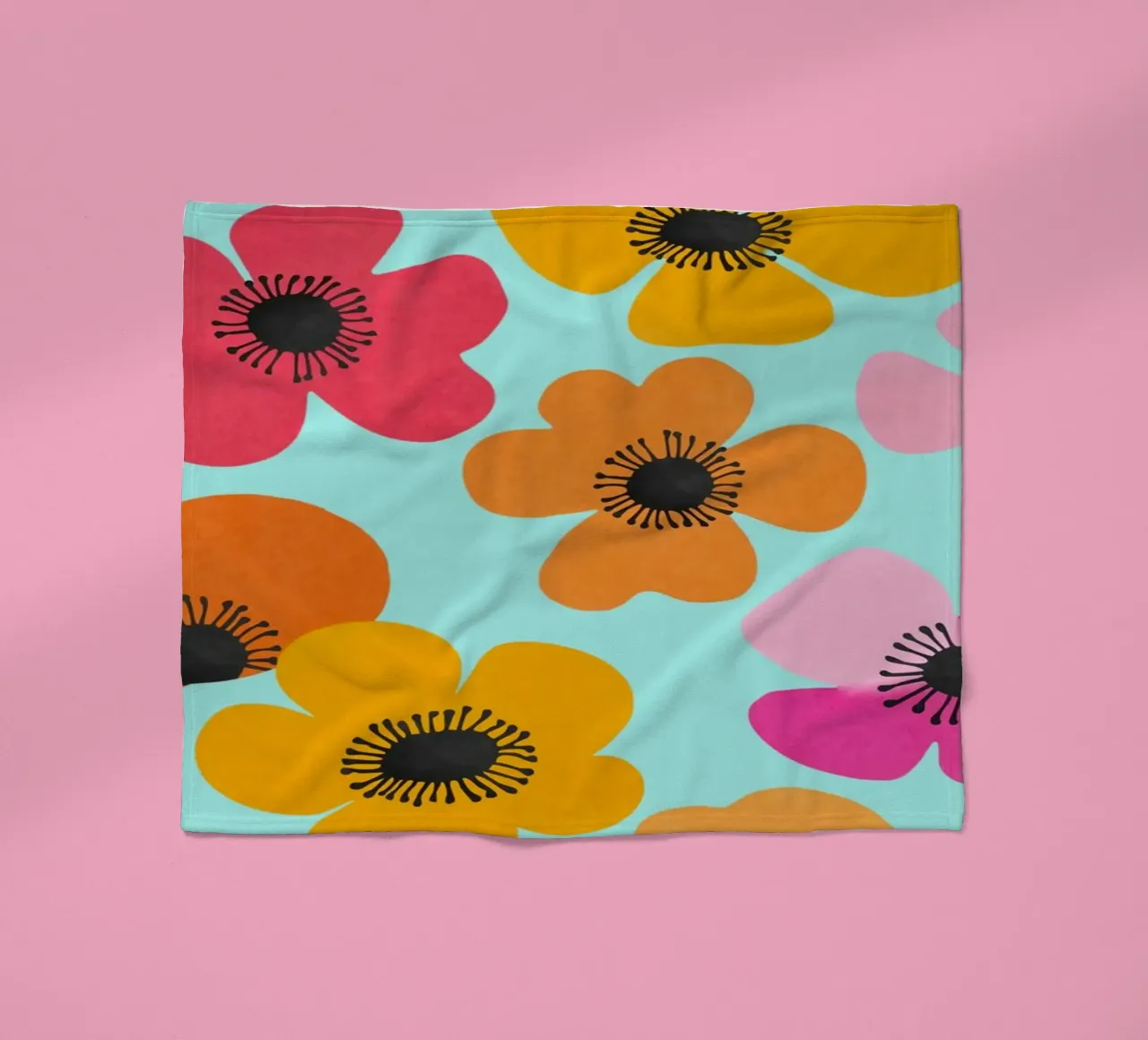 Midcentury Playful Botanica Bold Multicolor Retro Flowers Tu coperta in pile da Andrea Haase Modern Home