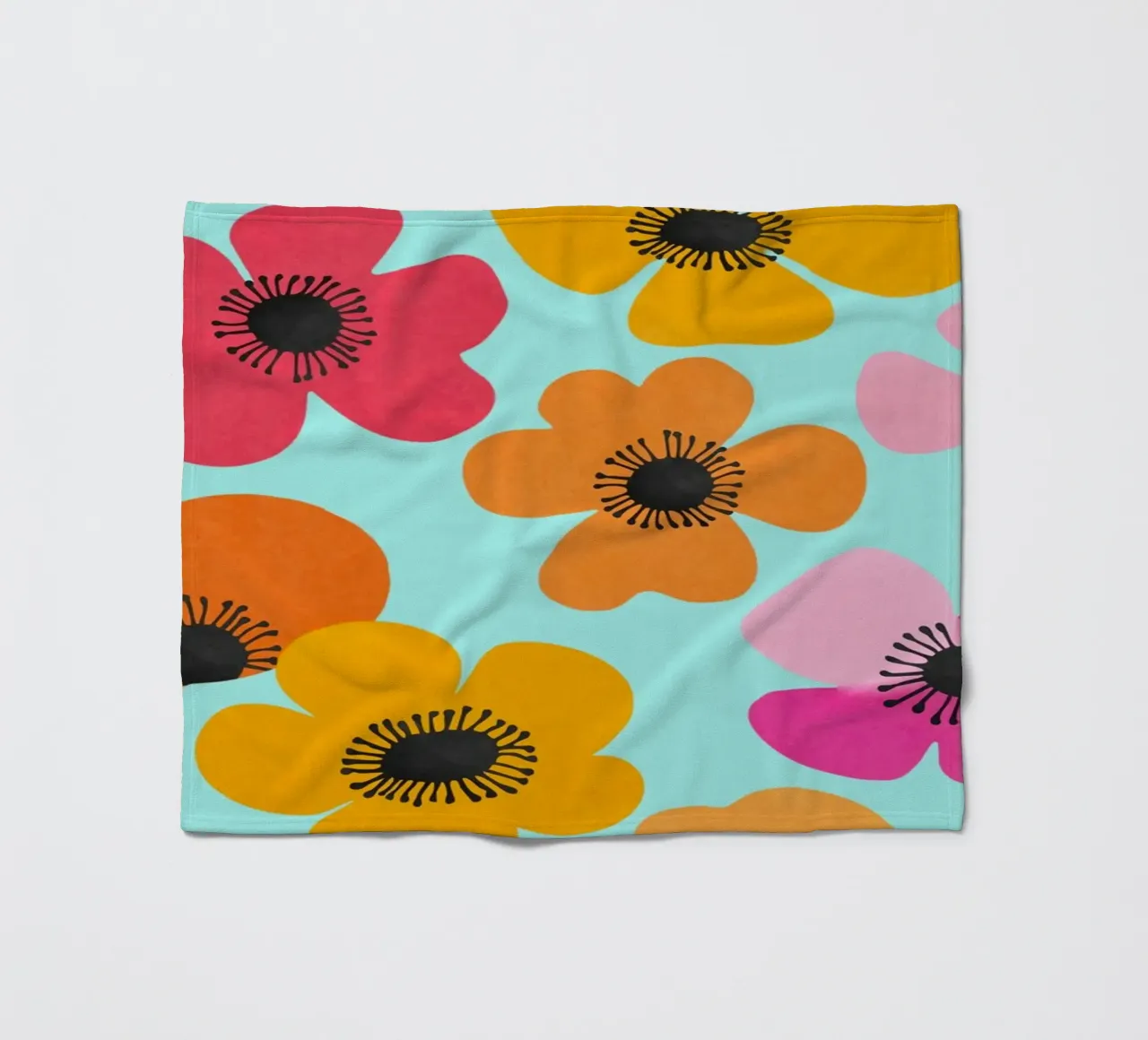 Midcentury Playful Botanica Bold Multicolor Retro Flowers Tu coperta in pile da Andrea Haase Modern Home