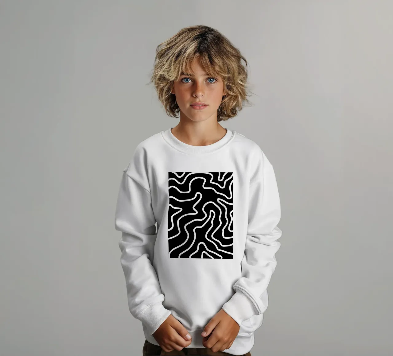 Linea bianca Sfondo nero felpa bambino da MODERN NUANCE