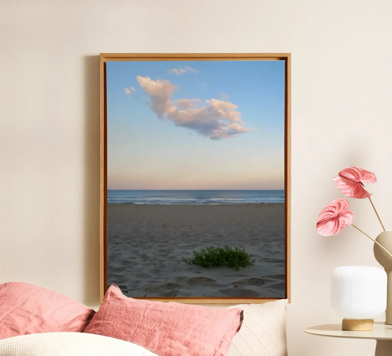Nuvola rosa tela con Cornice a cassetta da Kreativernetzt