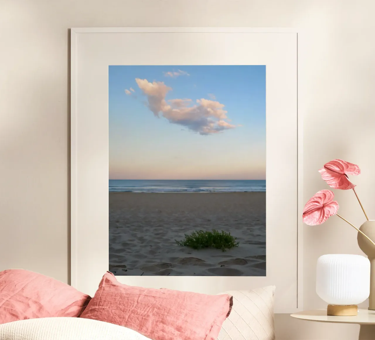 Nuvola rosa poster con telaio in alluminio da Kreativernetzt