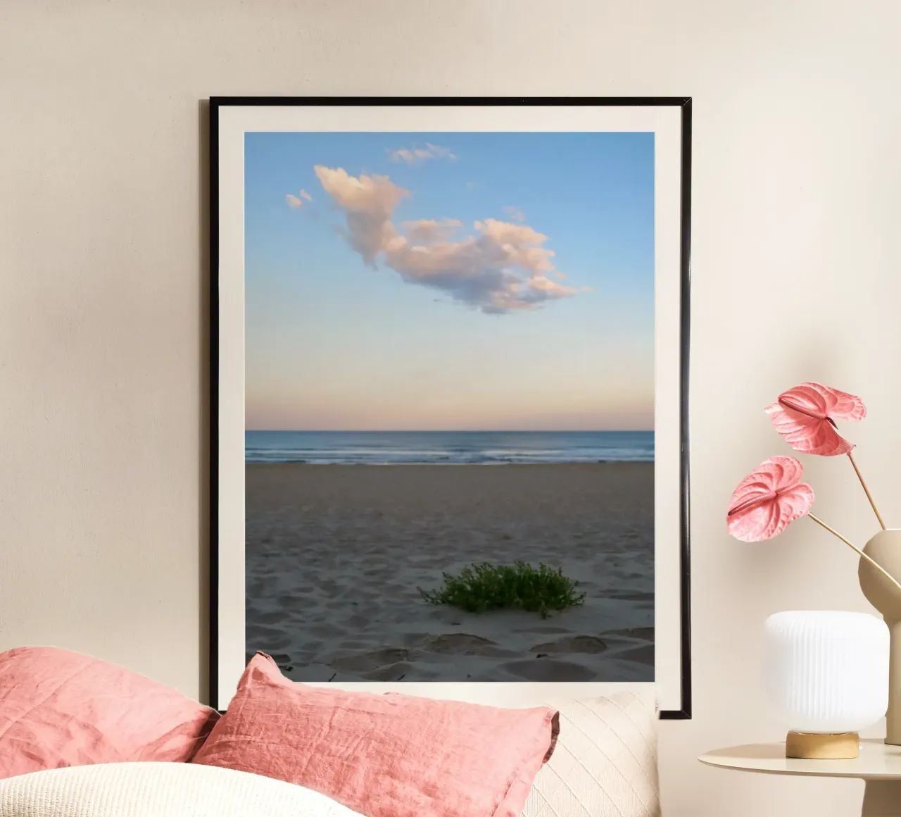 Nuvola rosa poster con telaio in alluminio da Kreativernetzt