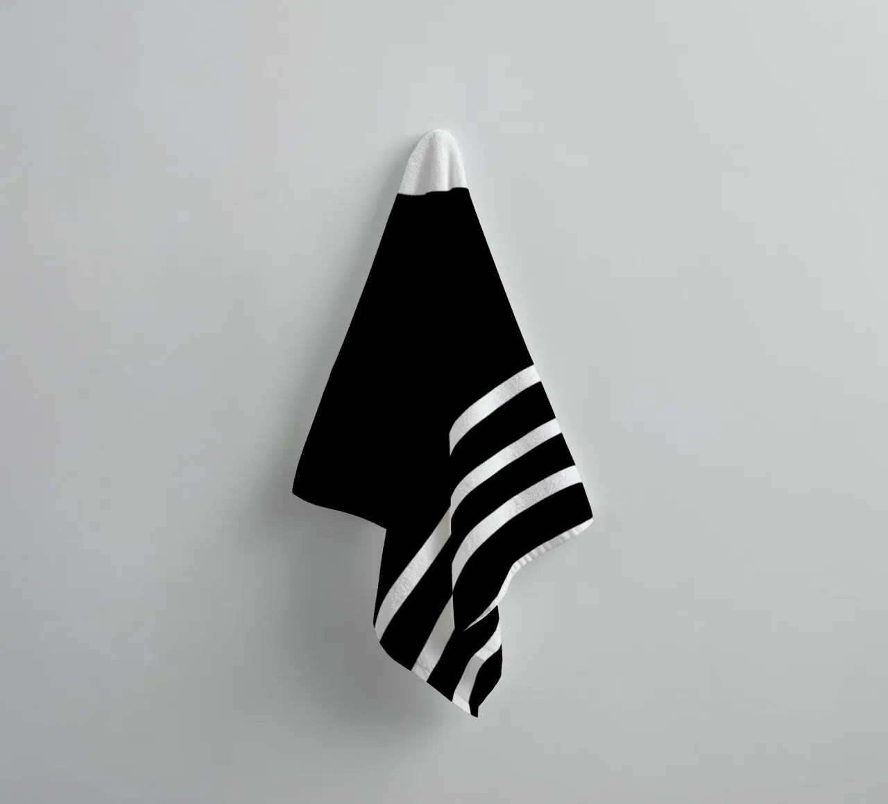 White Line Black Background towel by MODERN NUANCE