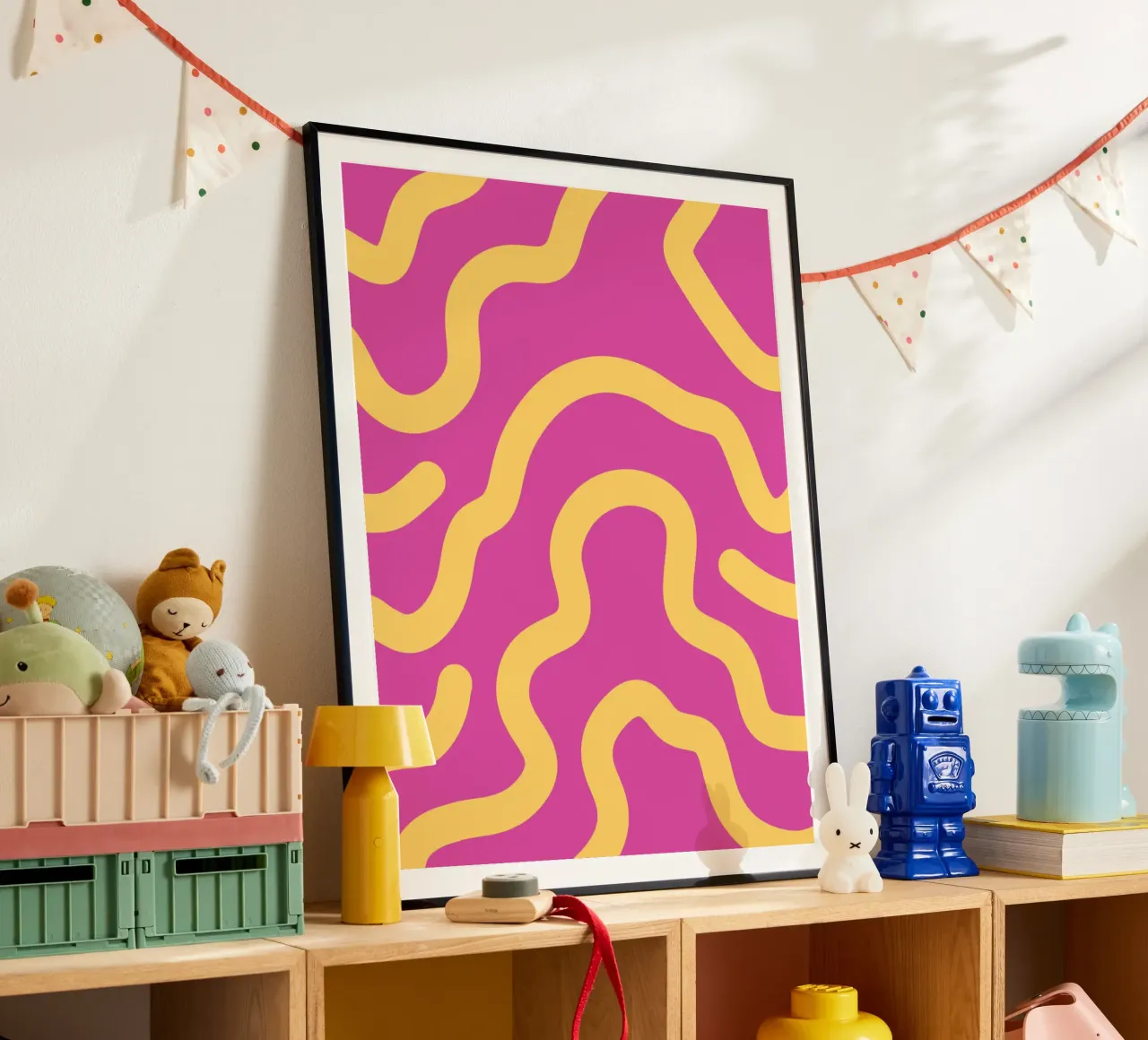 Gele lijn Paarse achtergrond poster van MODERN NUANCE