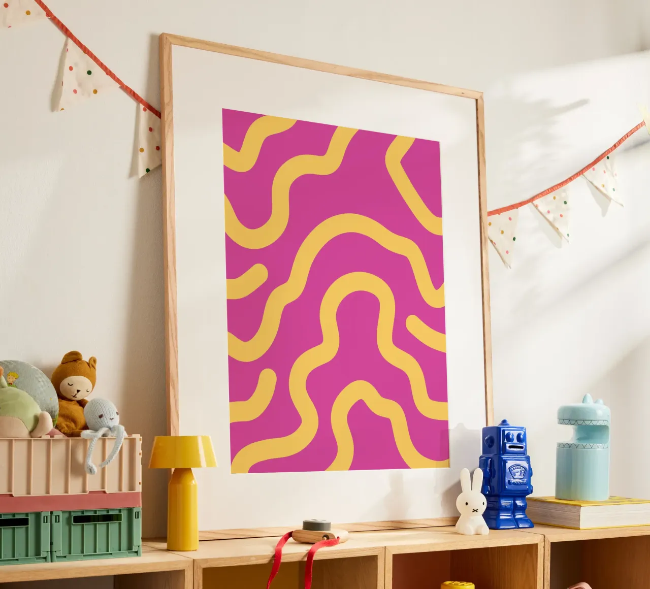 Gele lijn Paarse achtergrond poster van MODERN NUANCE