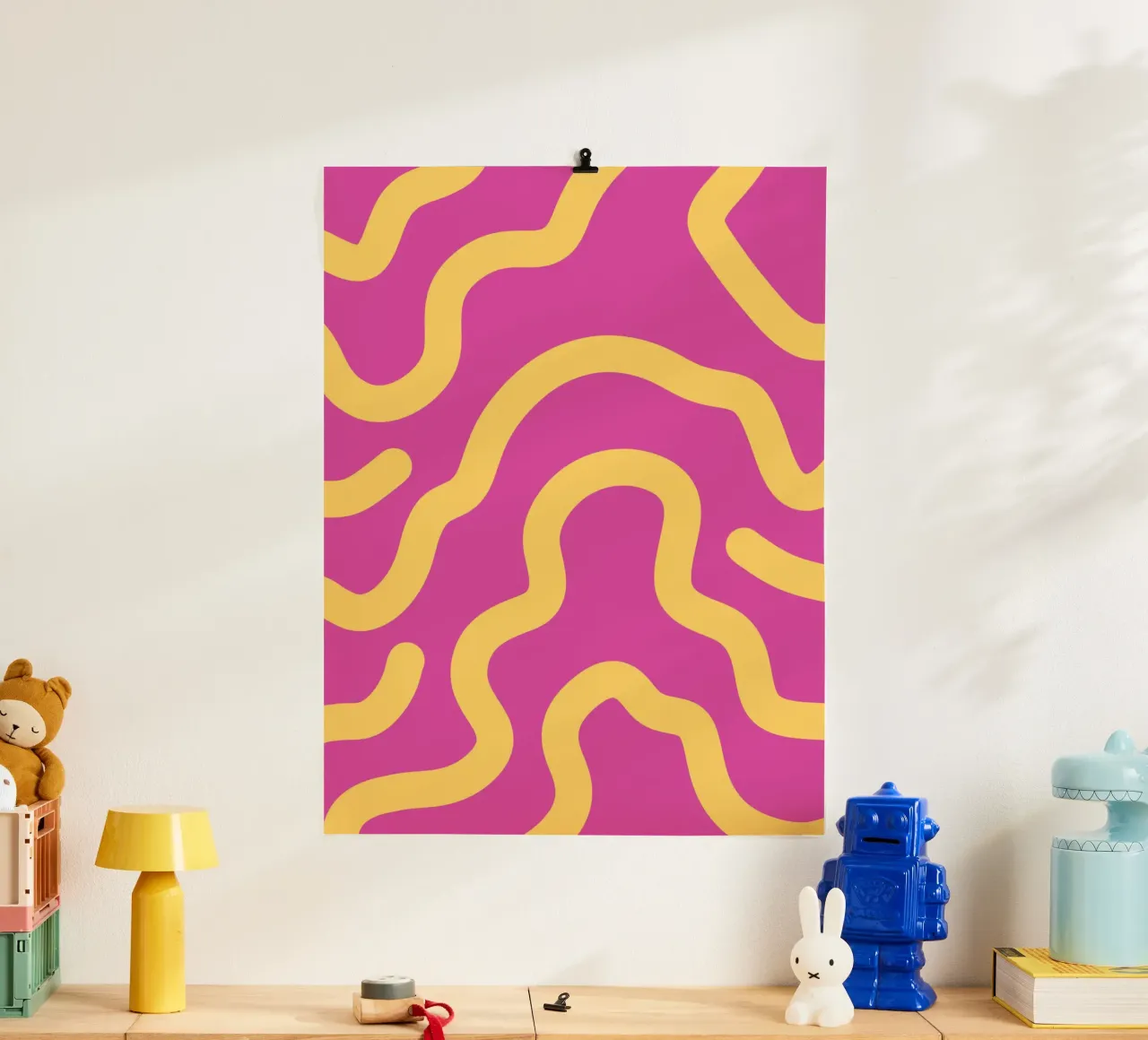 Gele lijn Paarse achtergrond poster van MODERN NUANCE