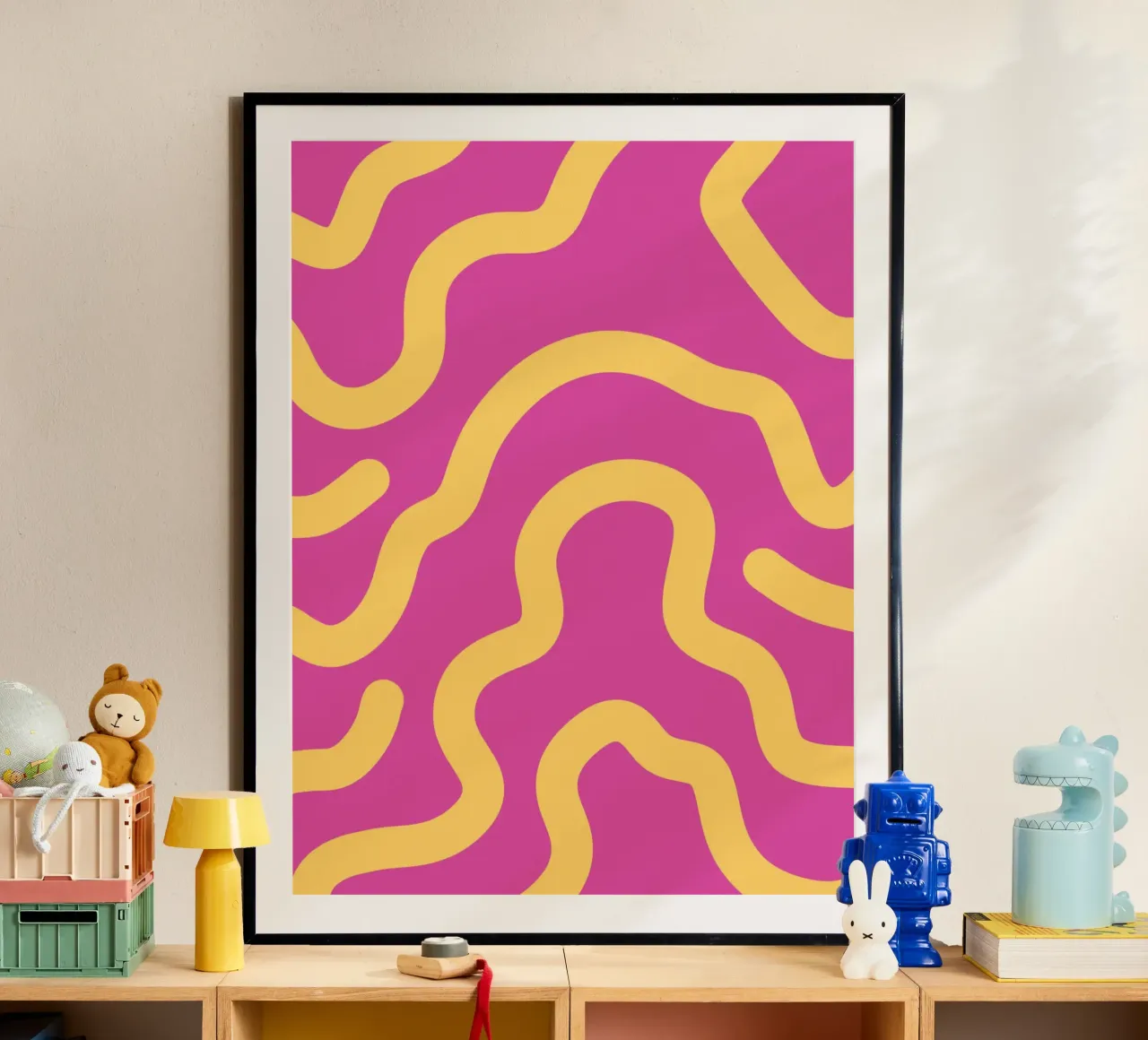 Gele lijn Paarse achtergrond poster van MODERN NUANCE