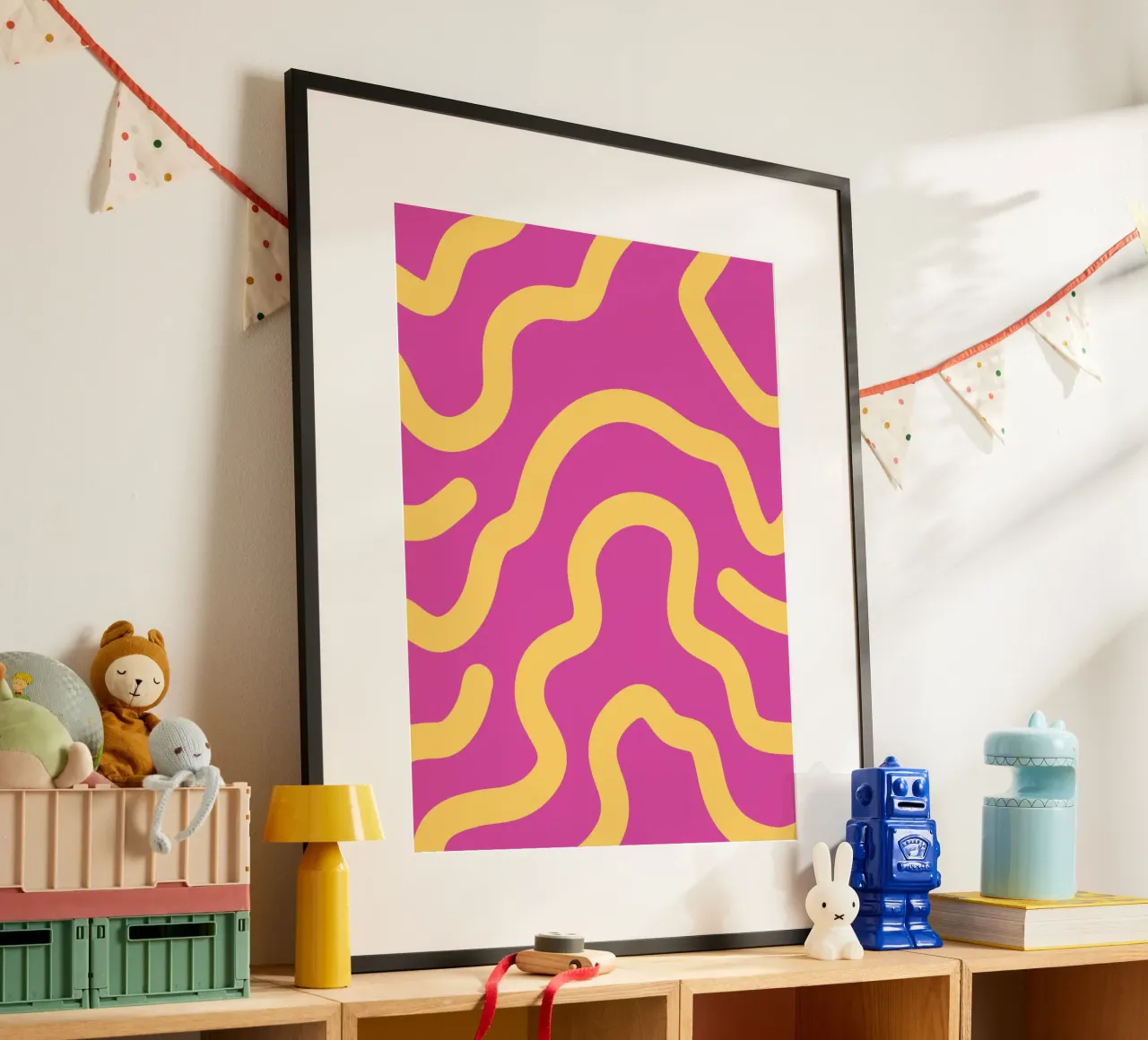 Gele lijn Paarse achtergrond poster van MODERN NUANCE
