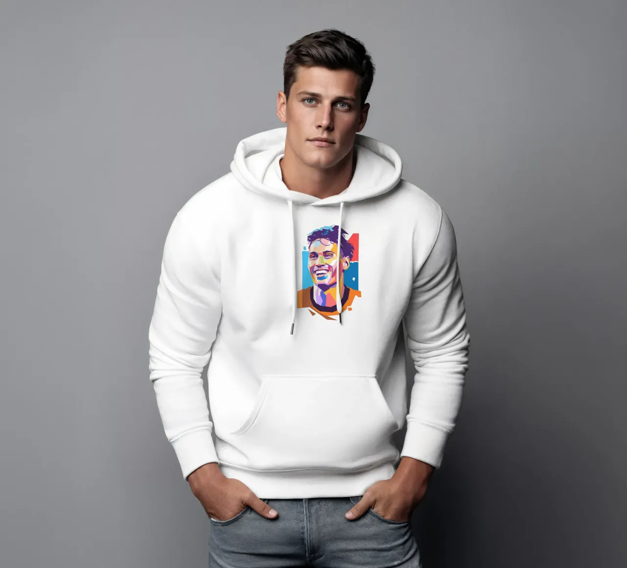 Ritratto pop art di Tijjani Reijnders felpa con cappuccio da Hantamrata