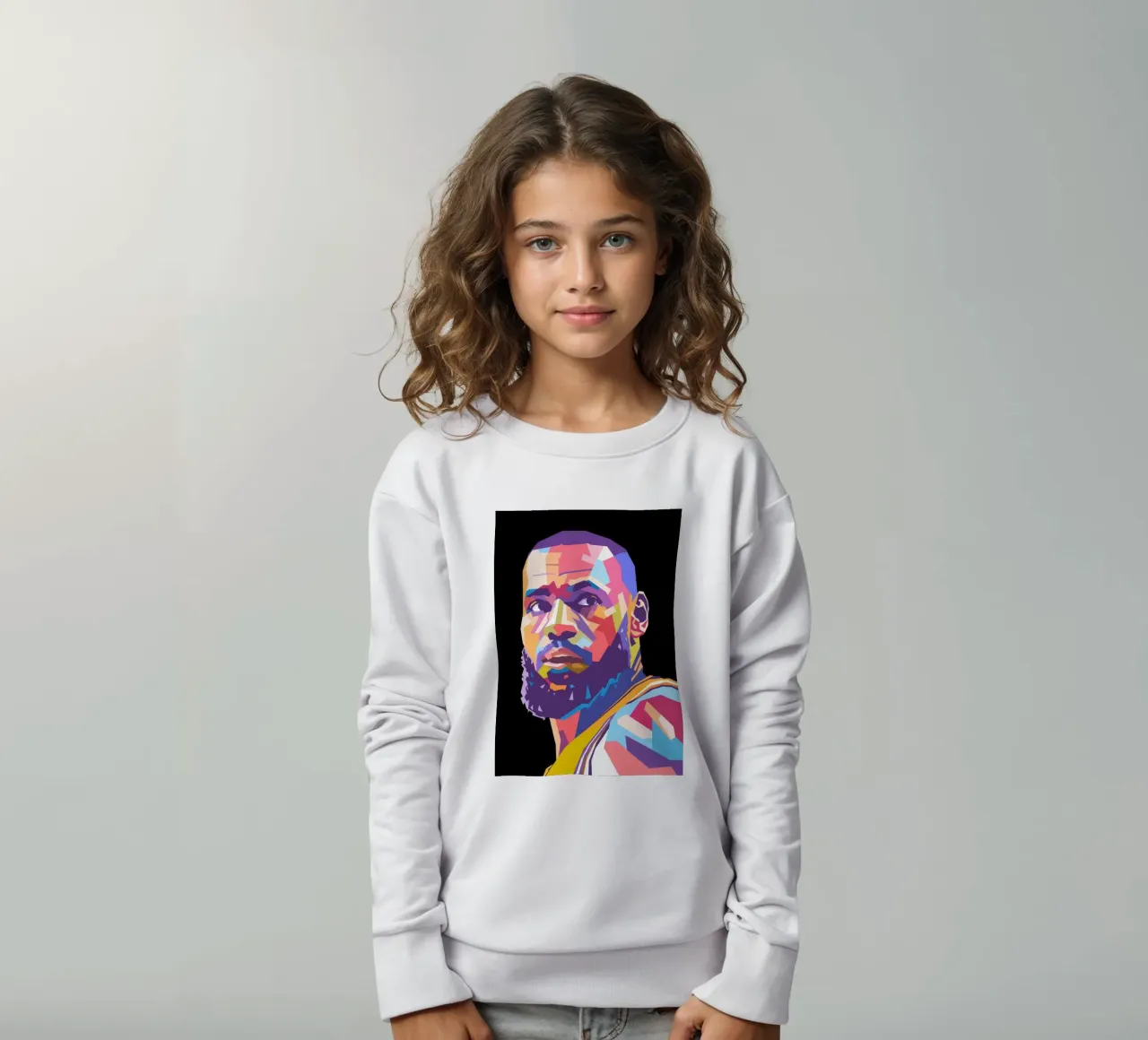Lebron James Pop-Art-Porträt Kinder Sweatshirt von Hantamrata
