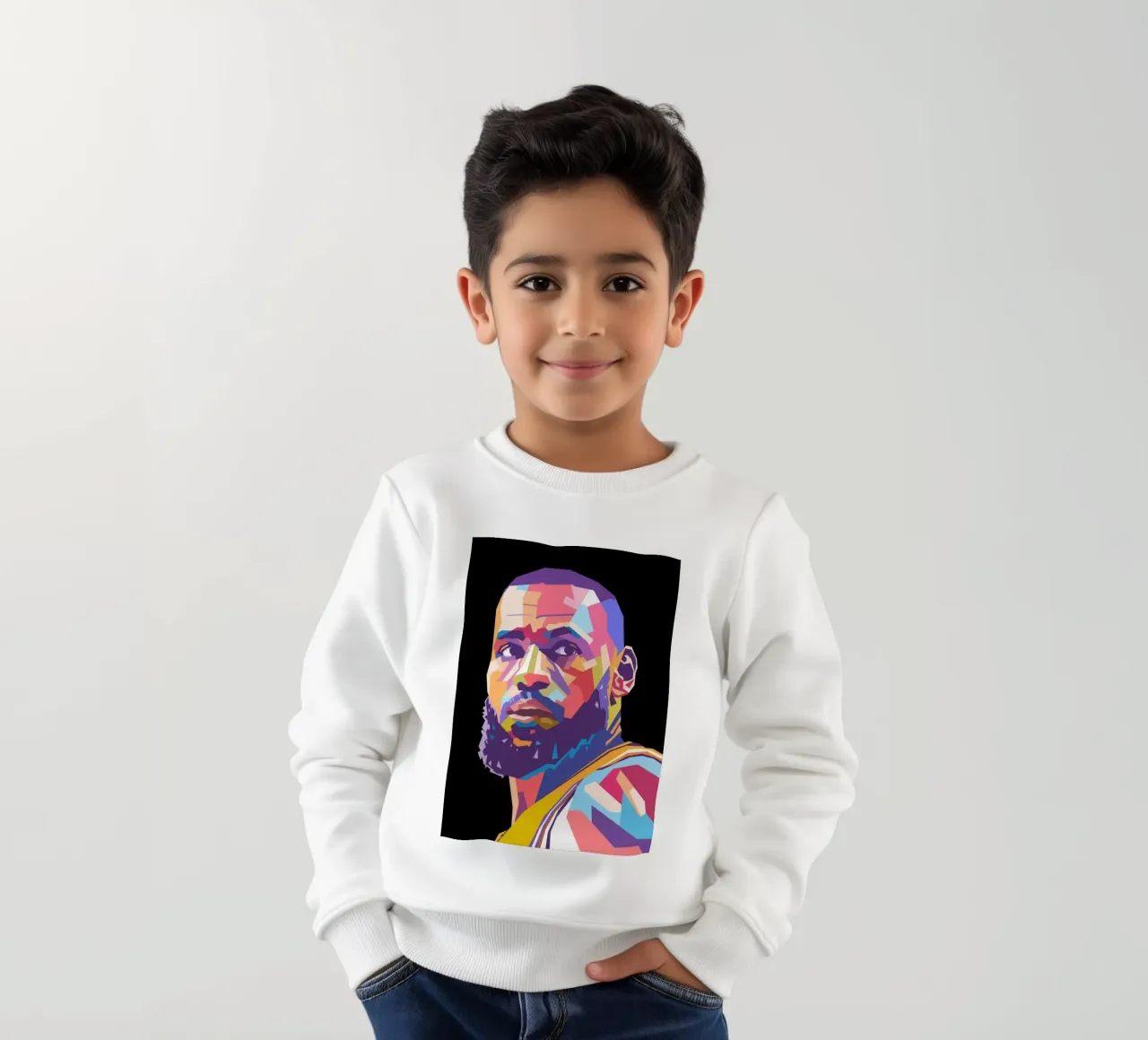 Lebron James Pop-Art-Porträt Kinder Sweatshirt von Hantamrata