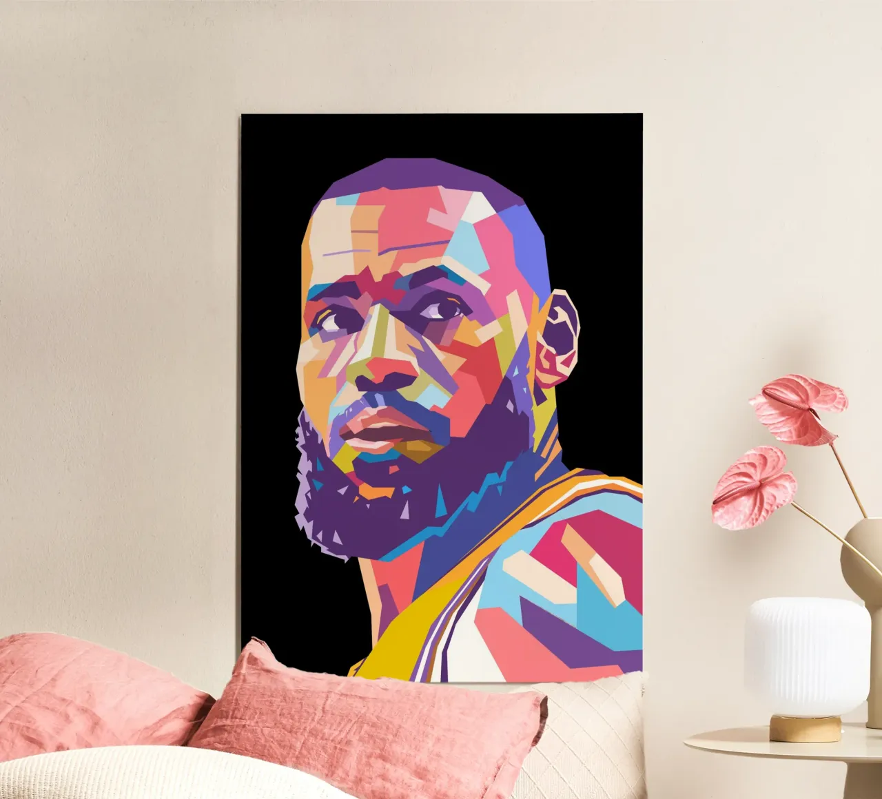 Ritratto pop art di Lebron James poster con telaio in alluminio da Hantamrata