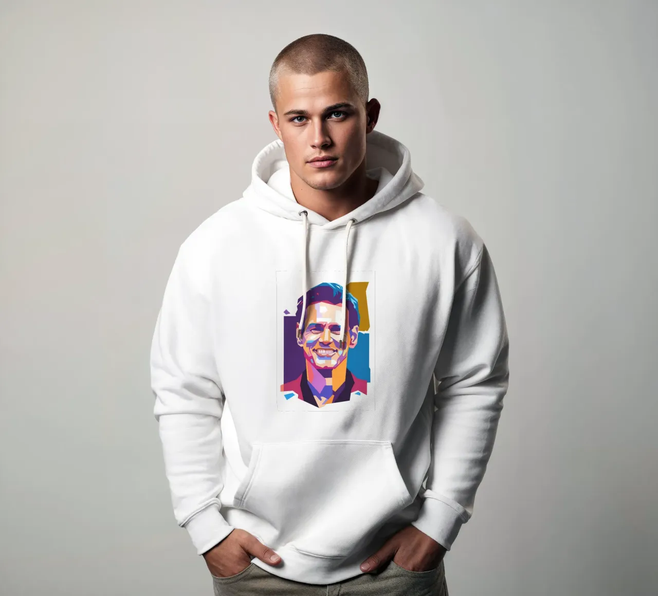 Ritratto pop art di Jim Carrey felpa con cappuccio da Hantamrata