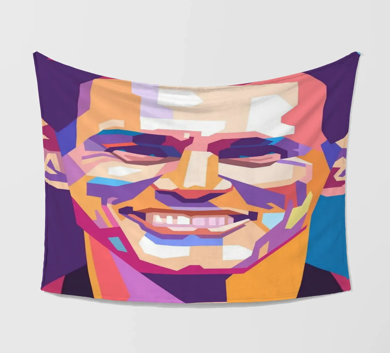 Ritratto pop art di Jim Carrey coperta in pile da Hantamrata