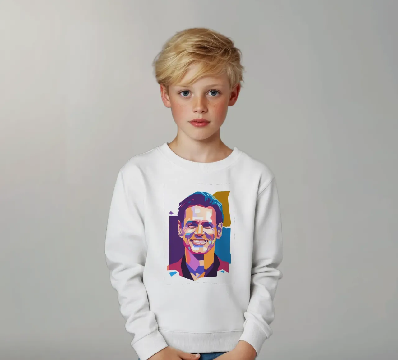 Jim Carrey pop-art portret kinder sweatshirt van Hantamrata