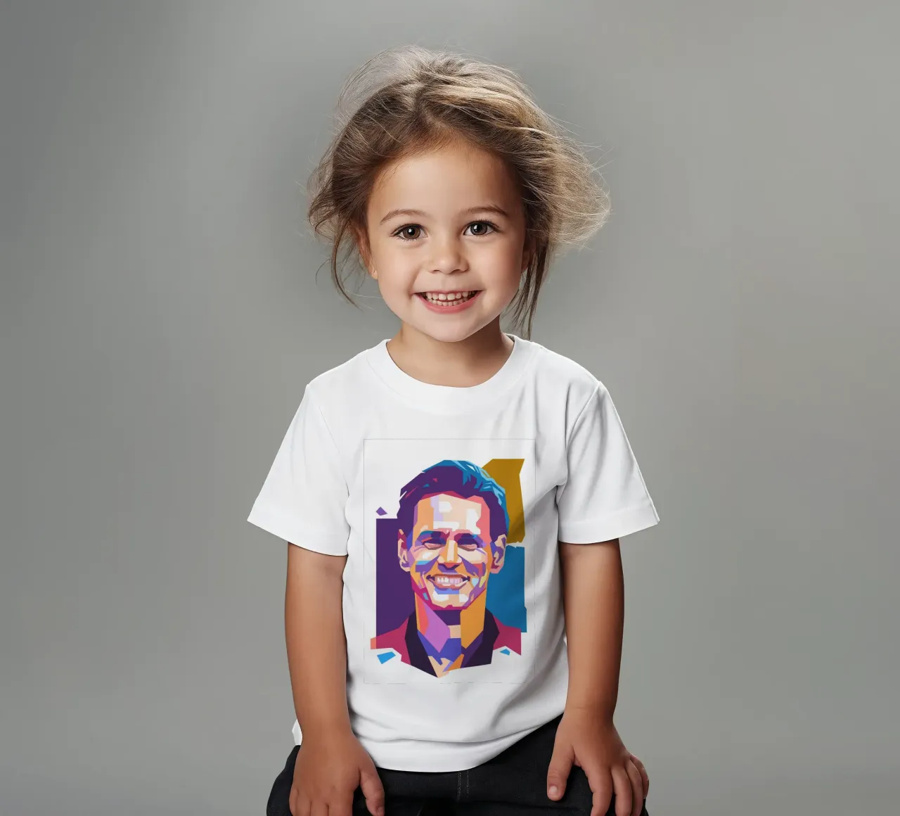 Jim Carrey pop art portrait kids t-shirt by Hantamrata