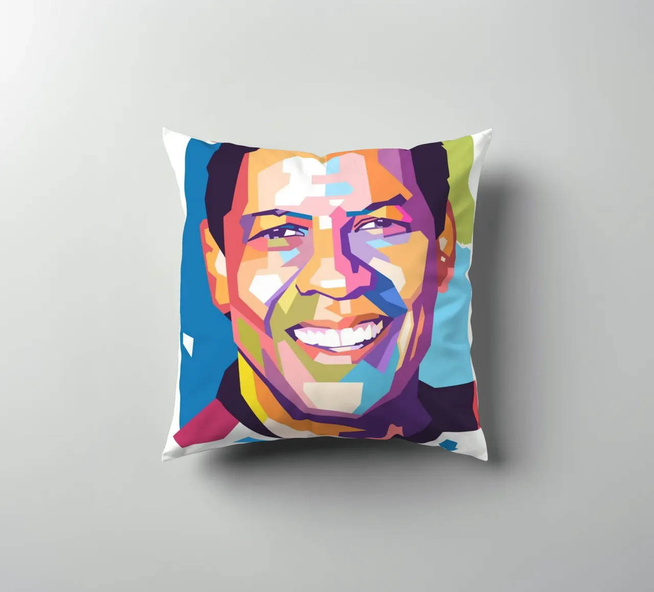 Ritratto pop art di Danzel Washington cuscino da Hantamrata