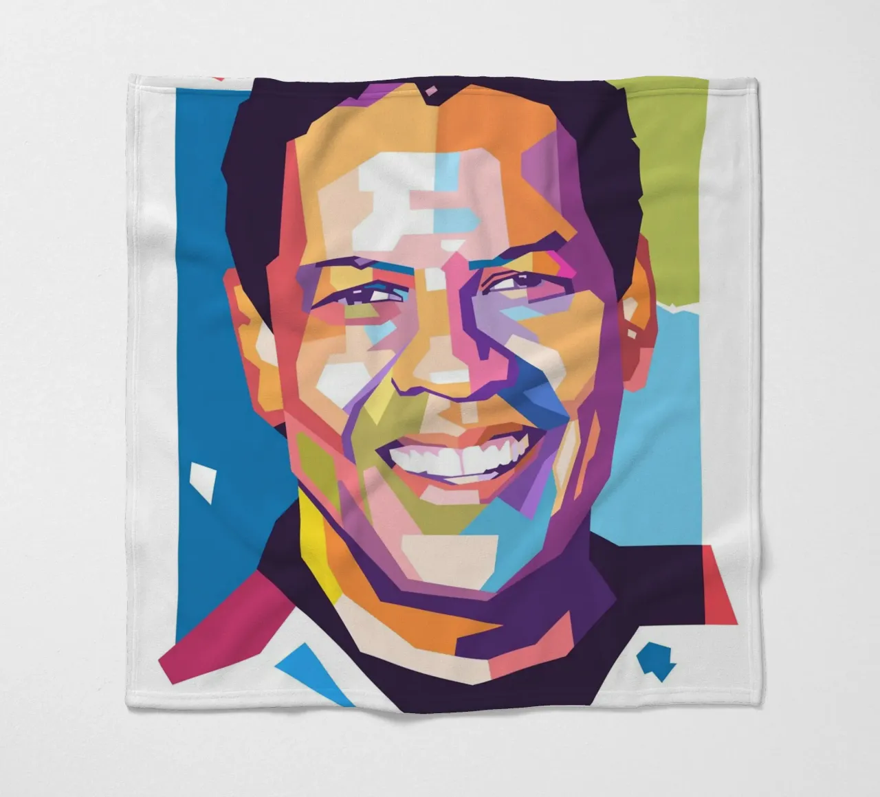 Ritratto pop art di Danzel Washington coperta in pile da Hantamrata