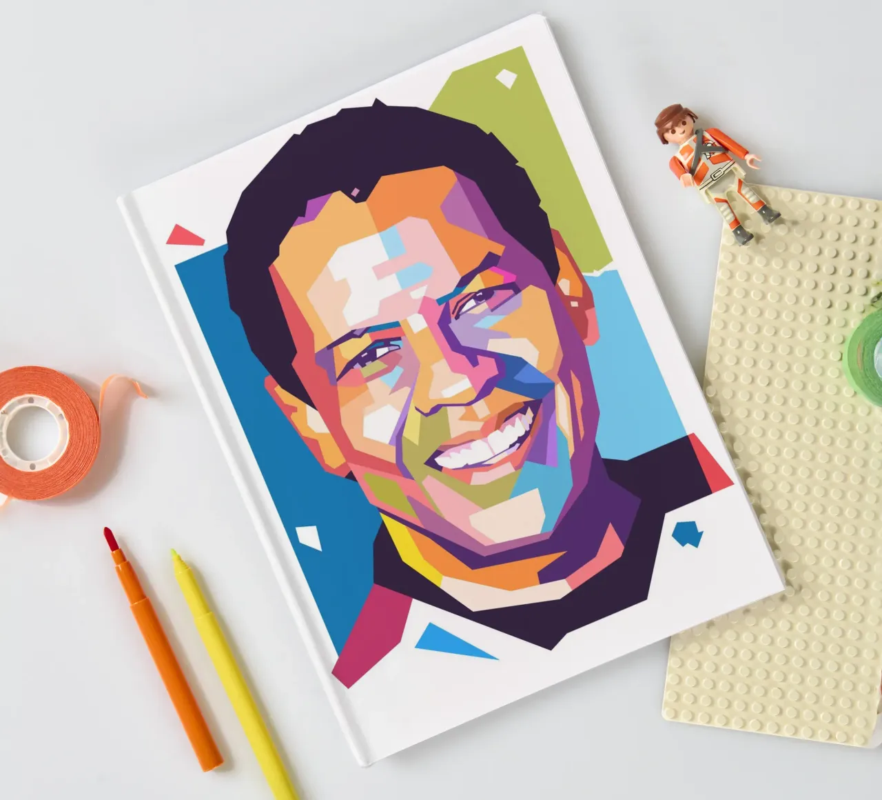 Danzel Washington pop art portrait notebook by Hantamrata