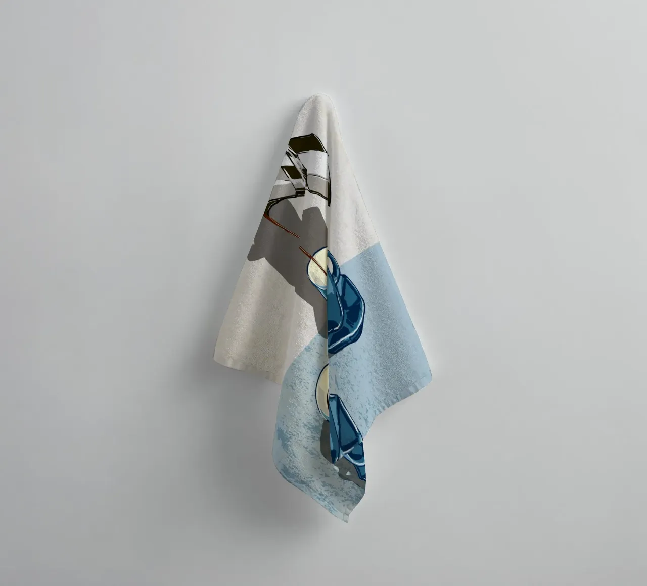 Morning Brew - Blue Coffee Cups & Moka Pot Illustration towel by EDMPROJECT