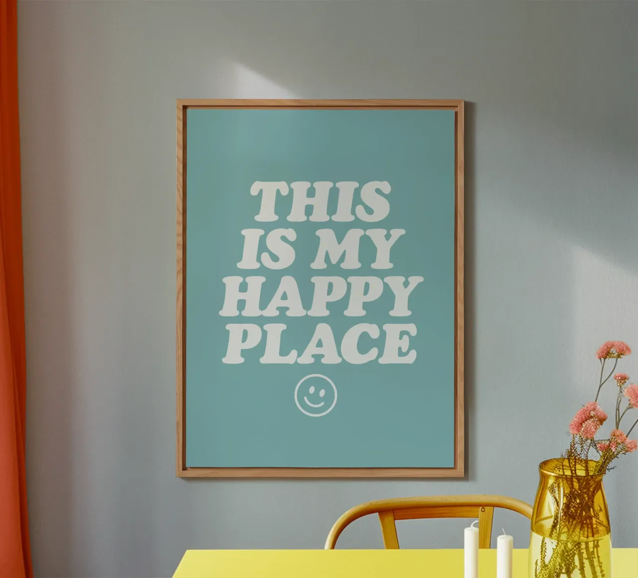 Questo è il mio posto felice Allegro positivo Smiley tipografia alluminio dibond da THE MOTIVATED TYPE