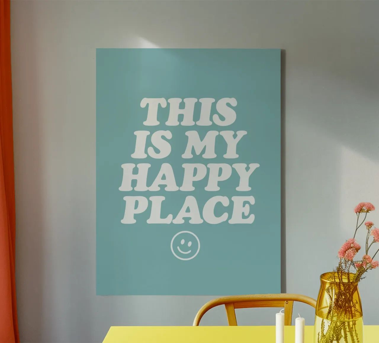 Questo è il mio posto felice Allegro positivo Smiley tipografia tela con Cornice a cassetta da THE MOTIVATED TYPE