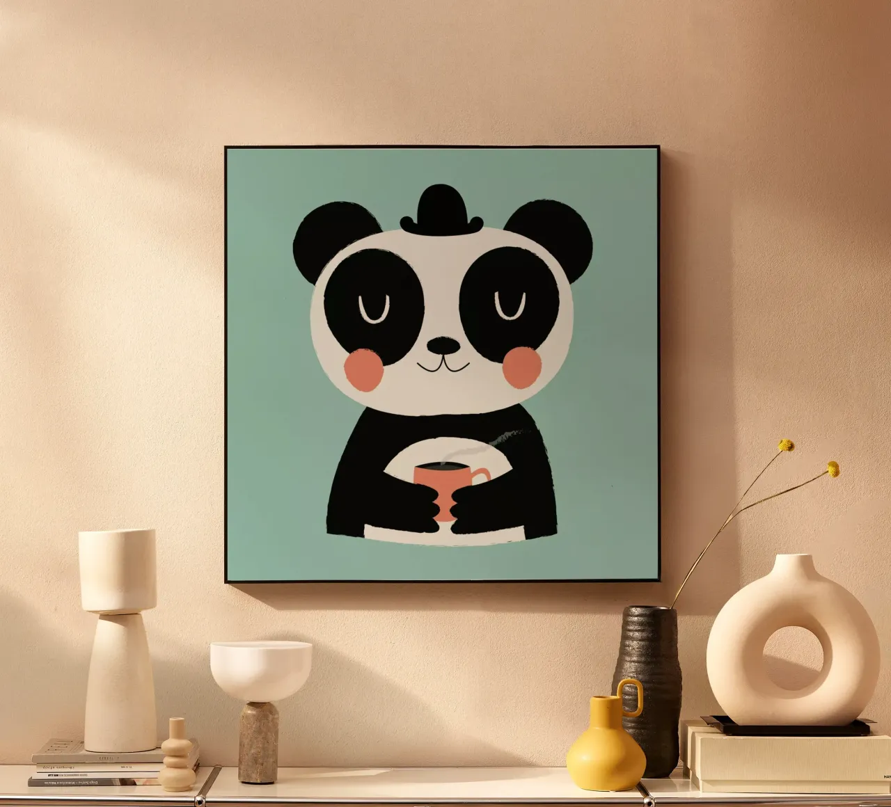 Panda Loves Coffee plexiglass da Karin Bijlsma