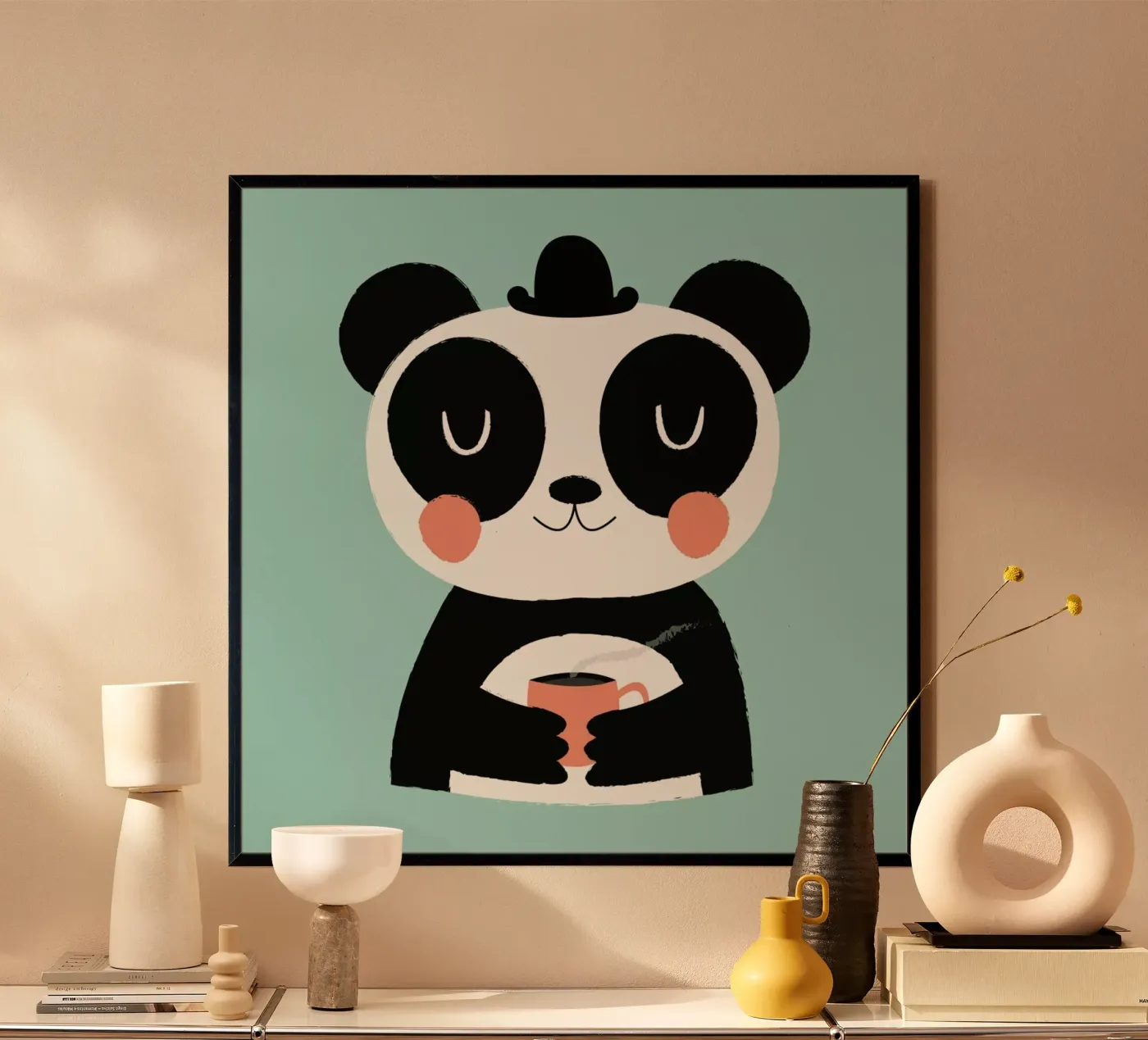 Panda Loves Coffee poster de Karin Bijlsma