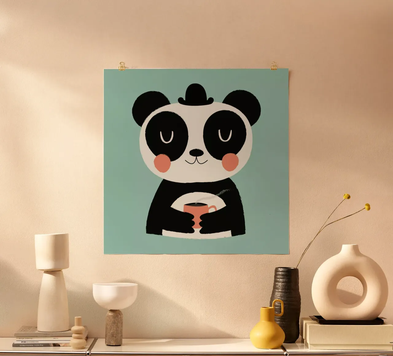 Panda Loves Coffee poster de Karin Bijlsma