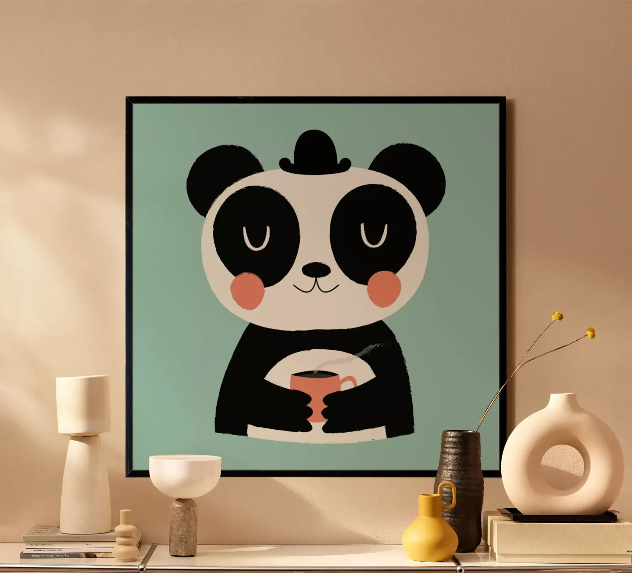 Panda Loves Coffee poster de Karin Bijlsma