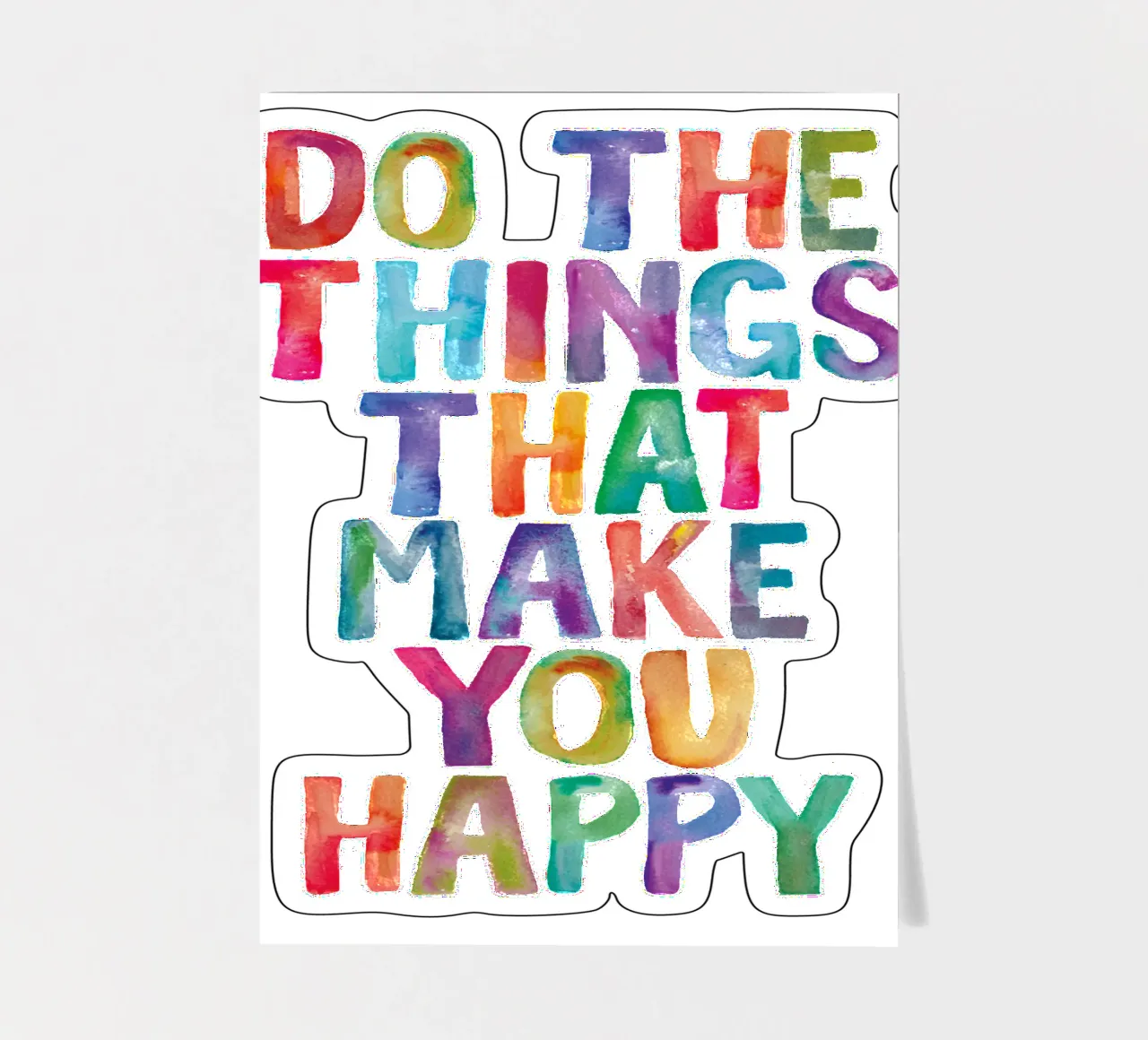 Fai le cose che ti rendono felice Tipo acquerello arcobaleno foglio adesivo da THE MOTIVATED TYPE