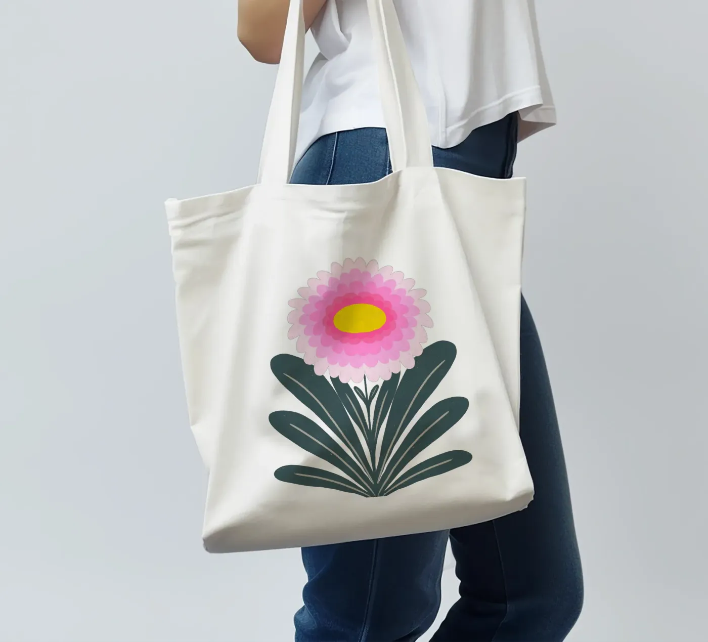Crisantemo - rosa e menta borsa in juta da Wackapacka