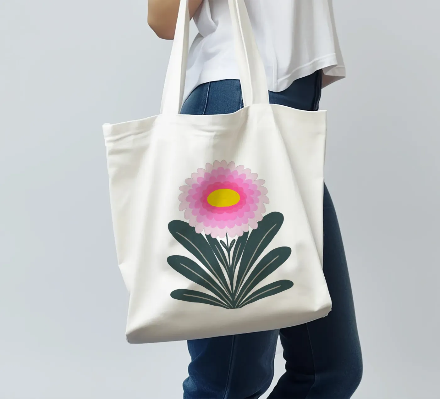 Crisantemo - rosa e menta borsa in juta da Wackapacka