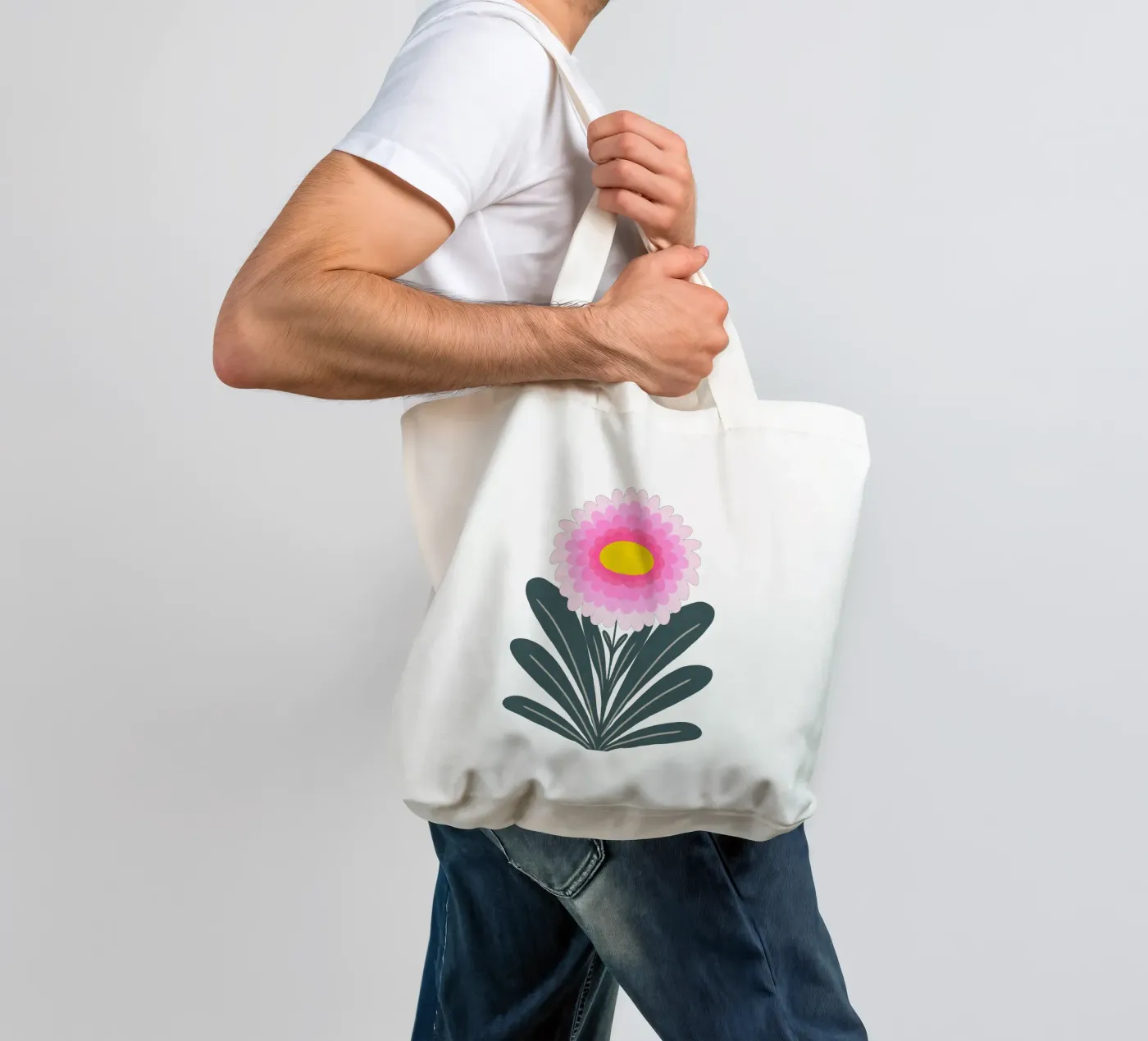 Crisantemo - rosa e menta borsa in juta da Wackapacka
