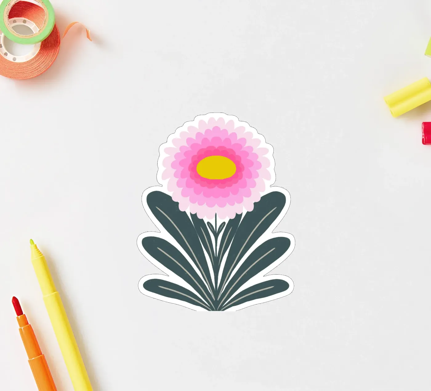 Crisantemo - rosa e menta adesivo da Wackapacka