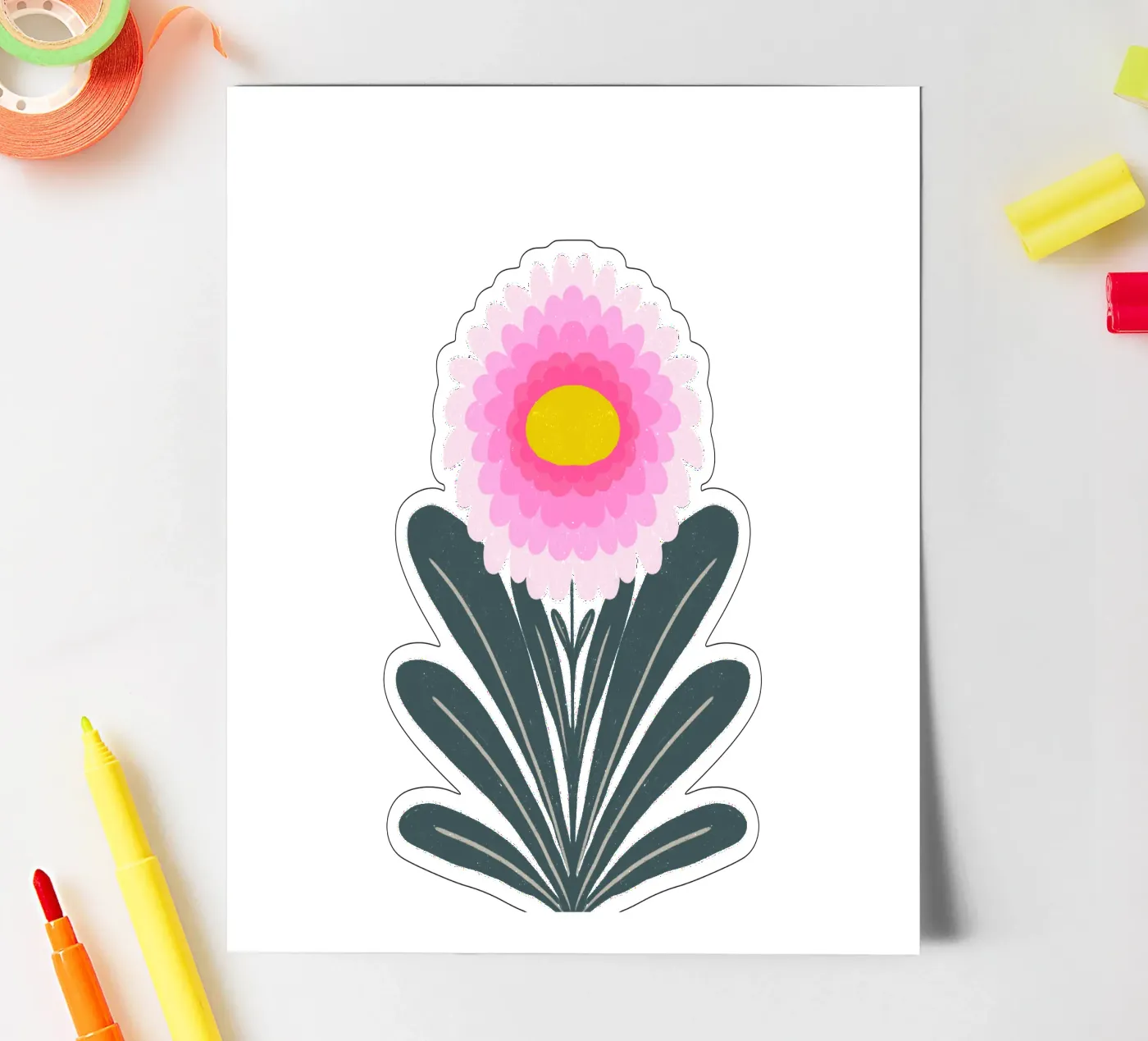 Crisantemo - rosa e menta foglio adesivo da Wackapacka