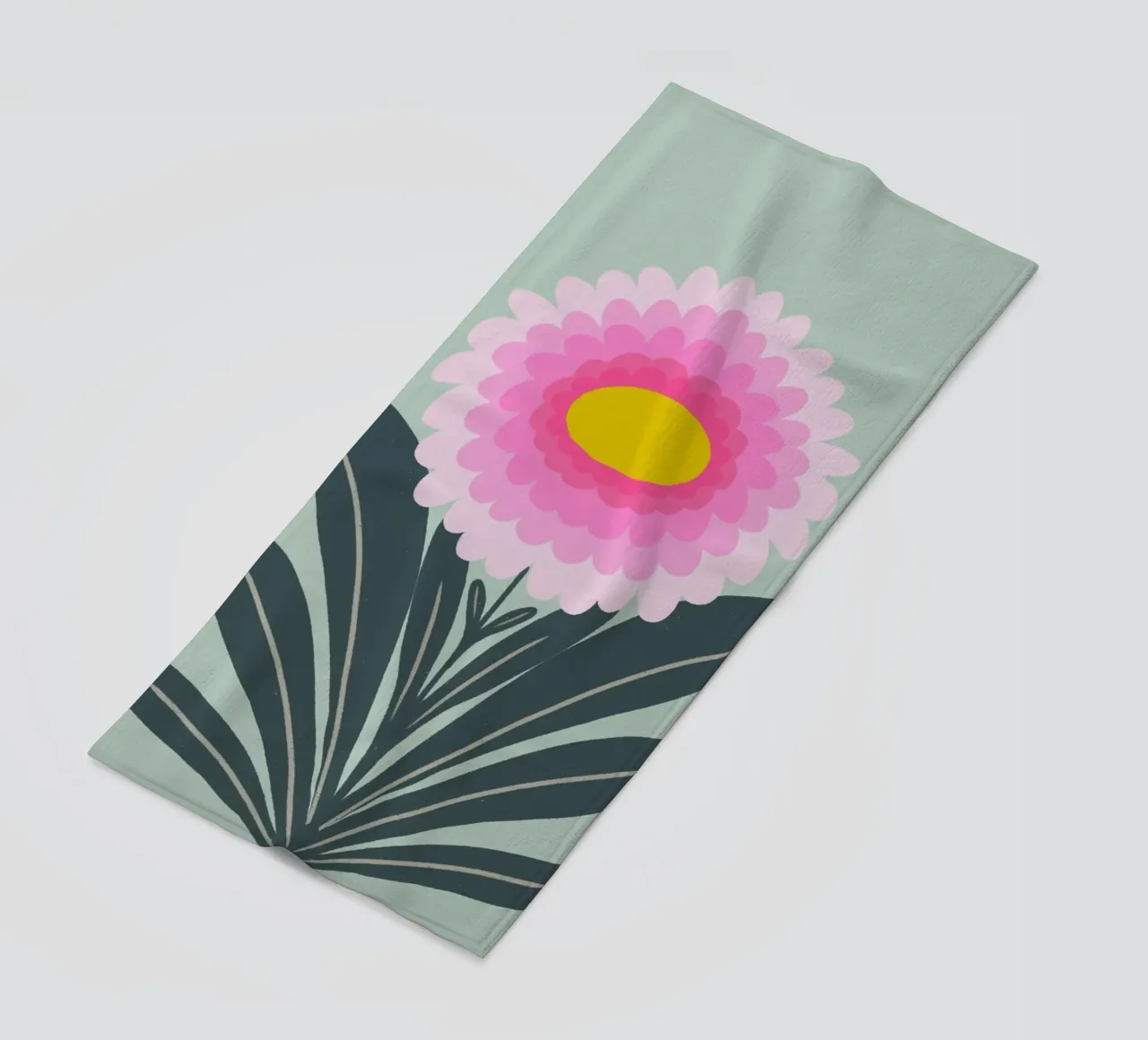 Chrysanthemum - pink and mint strandhanddoek van Wackapacka