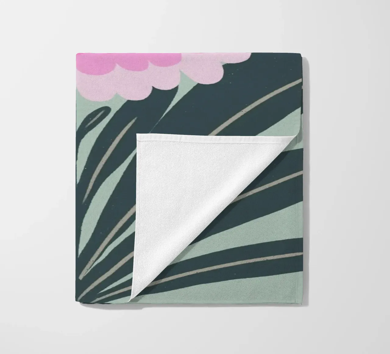 Chrysanthemum - pink and mint strandhanddoek van Wackapacka