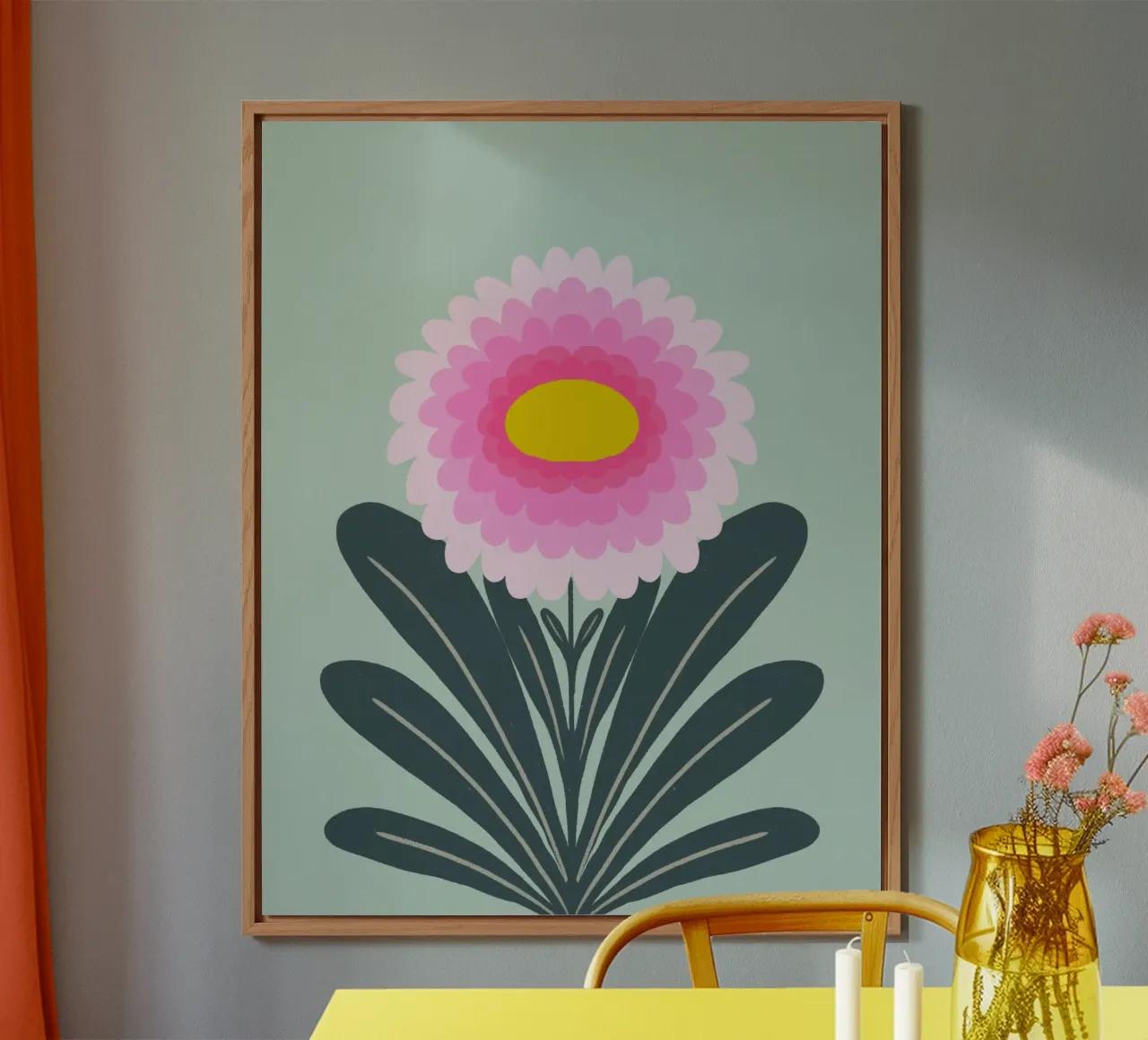 Crisantemo - rosa e menta pannello forex da Wackapacka