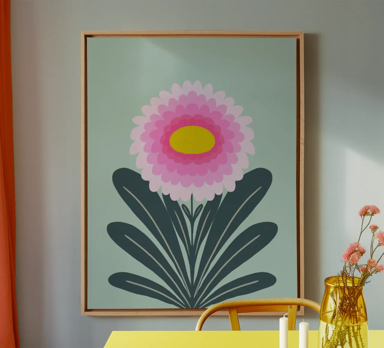 Crisantemo - rosa e menta tela da Wackapacka